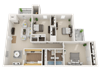 The Village Apartments 3 Bedroom 2 Bathroom 1150 Square Feet Floor Plan